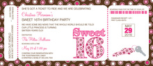 Sweet 16 Boarding Pass Slim Invitations