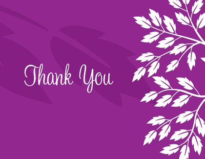 Breeze Leaves Pink Thank You Cards