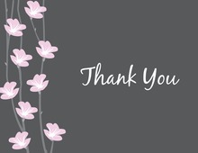 Floral String Charcoal Thank You Cards
