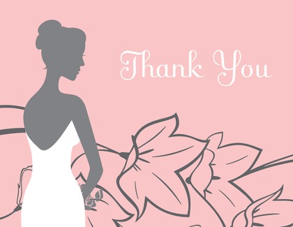 Bride on Flowers Brown Thank You Cards