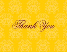 Stylish Damask Yellow Thank You Cards