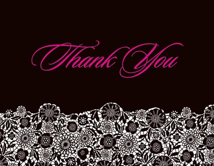 Playful Black Floral Green Patterned Thank You Cards