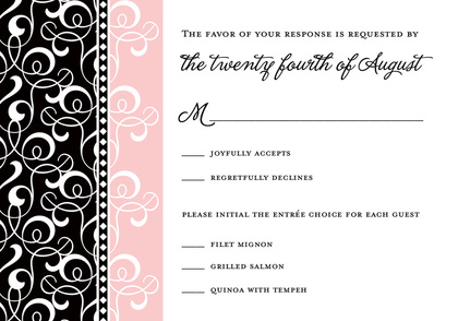 Pink Patterned Flourish Wedding Invitations