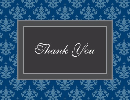 Modern Damask Red Thank You Cards
