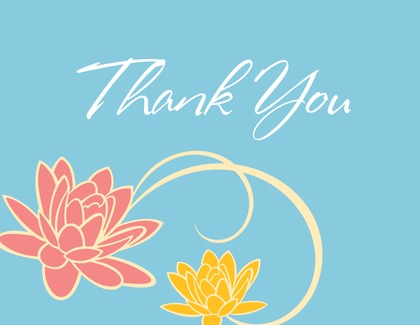 Charming Floral Black Thank You Cards