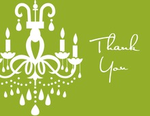 White Chandelier Green Thank You Cards