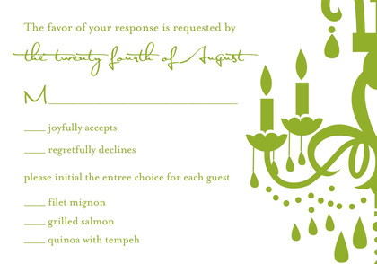 White Chandelier Silhouette Green Enclosure Cards