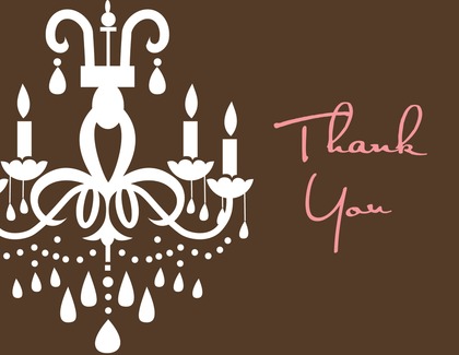 White Chandelier Purple Thank You Cards