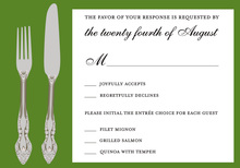 Cutlery Green RSVP Cards