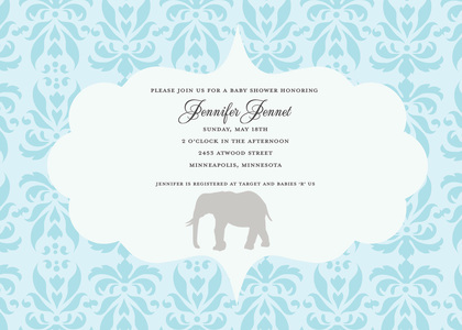 Elephant Pink Damask Invitation