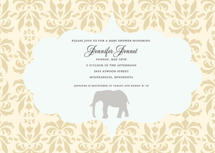 Elephant Pink Damask Invitation