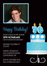 Blue 70th Candles Birthday Photo Cards