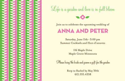 Modern Green Leaves Party Shower Invitations
