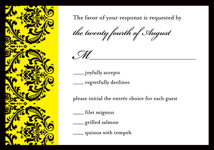 Bright Damask Yellow Bridal Shower Invitations