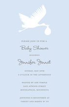 Aqua Stork Floral Frame Baby Shower Invitations