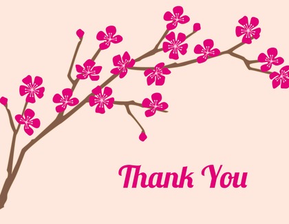 Classic Cherry Blossom In White Thank You Cards