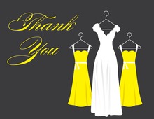 Yellow Background Dresses Thank You Cards
