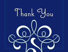 Bright Blue Double Border Thank You Cards