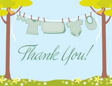 Clothes Green Gender Neutral Thank You Cards