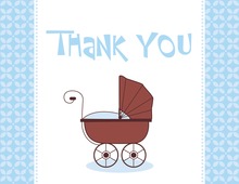 Modern Blue Carriage Thank You Cards
