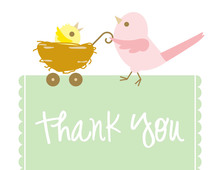 Lovely Birds Green Thank You Cards