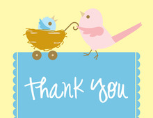 Lovely Birds Blue Thank You Cards