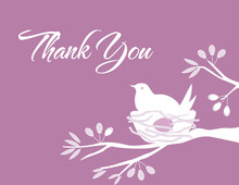 Bird on nest Lavender Thank You Cards