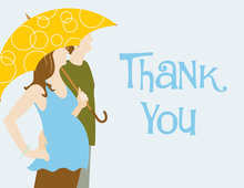 Couple With Umbrella Blue Thank You Cards