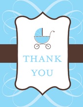 Classic Scroll Blue Thank You Cards