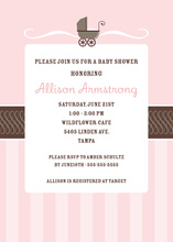 Beautiful Baby Buggy Pink Invitations