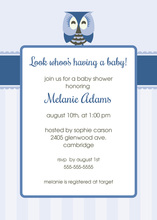 Adorable Owl Boy Baby Shower Invitations