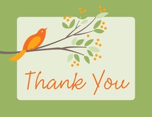 Lovely Birds Green Thank You Cards