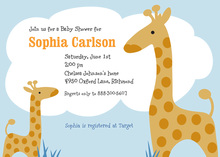 Giraffe Boy Clothesline Aqua Invitation