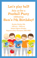 Football Boys Birthday Party Invitations