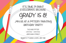 Bright Colorful Paint Pallet Birthday Party Invitations