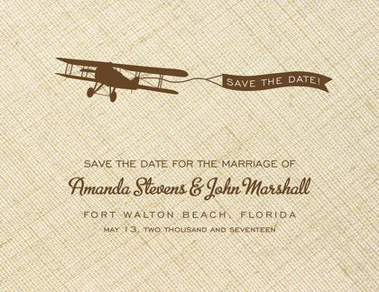 Old-Style Airplane Grey Save The Date Invitations