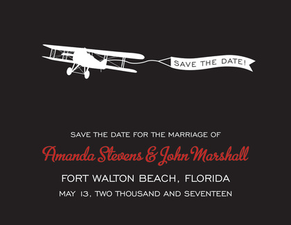 Old-Style Airplane Grey Save The Date Invitations