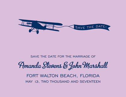 Old-Style Airplane Blue Save The Date Invitations