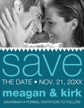 Soft Hearts Teal Save The Date Photo Cards