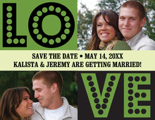 LOVE Green Save The Date Photo Cards