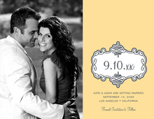 Yellow Swirl Bookplate Save The Date Photo Cards