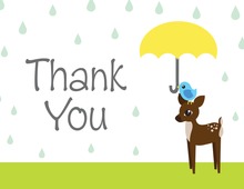 Rain Drops With Yellow Umbrella Thank You Cards