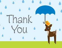 Rain Drops With Blue Umbrella Thank You Cards