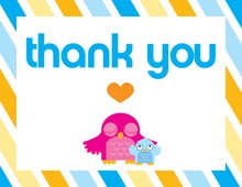 Blue Cute Owl Thank You Cards