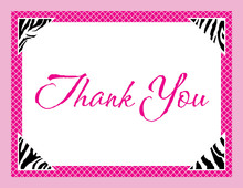 Pink Zebra Triangle Corners Pink Thank You Cards