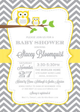 Yellow Owl Chevron Baby Shower Fill-in Invites