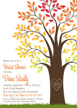 Beautiful Fall Leaves Big Tree Wedding Invitations
