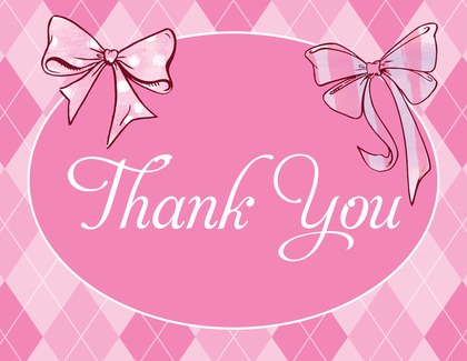 Two Bows Pink-Orange Thank You Cards