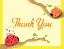 Cute Ladybugs Yellow Thank You Cards