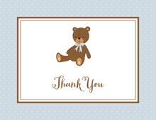 Lovely Teddy Bear Blue Thank You Cards